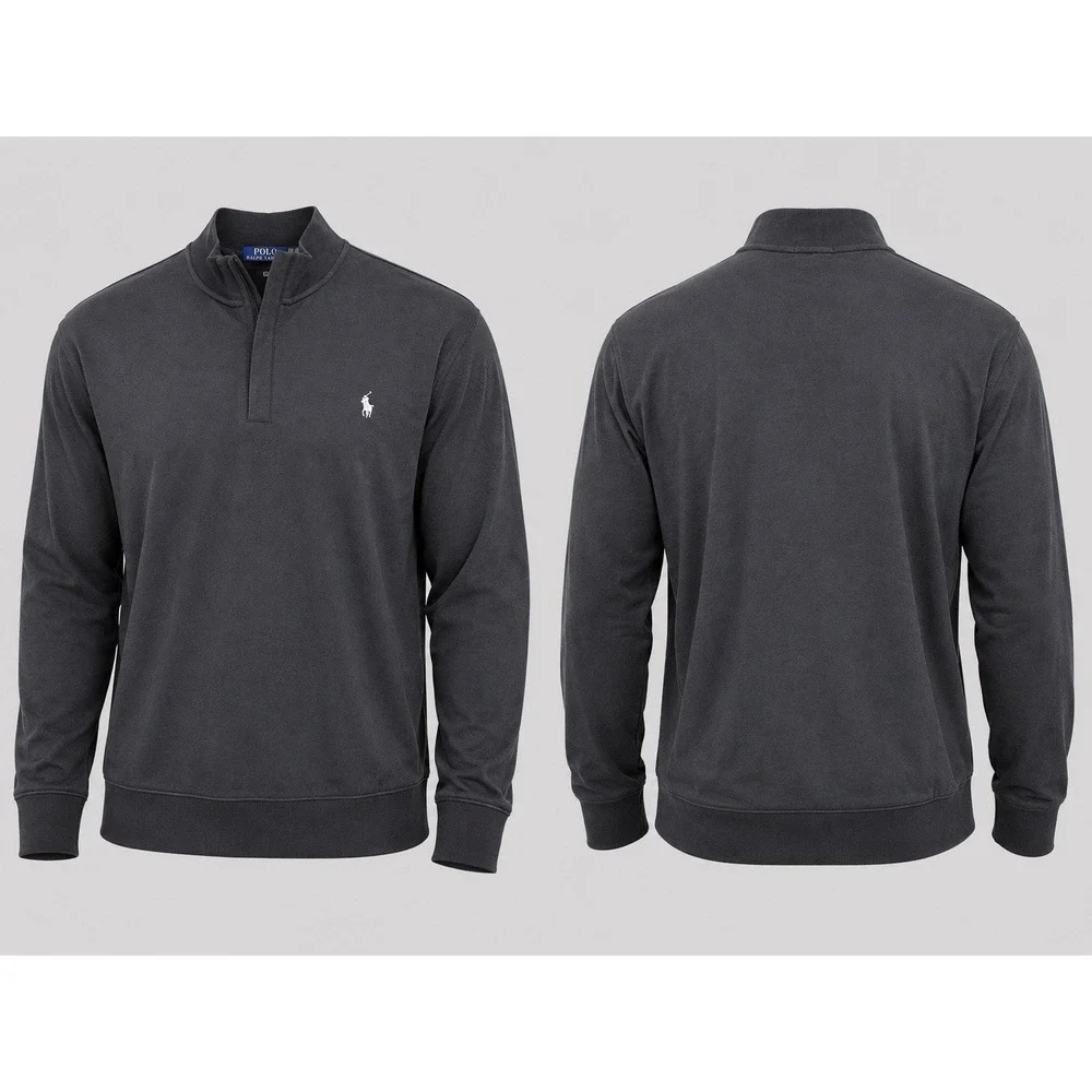 Polo Ralph Lauren SWEATER  MENS  2XB Soft Touch 1/4  Knit  Blk Gray Pony Preppy